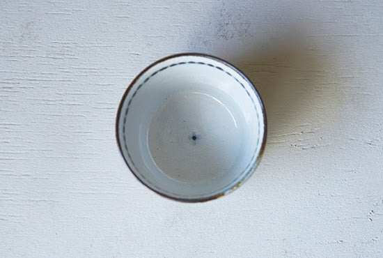 陶彩窯 小花文 蕎麦猪口 青